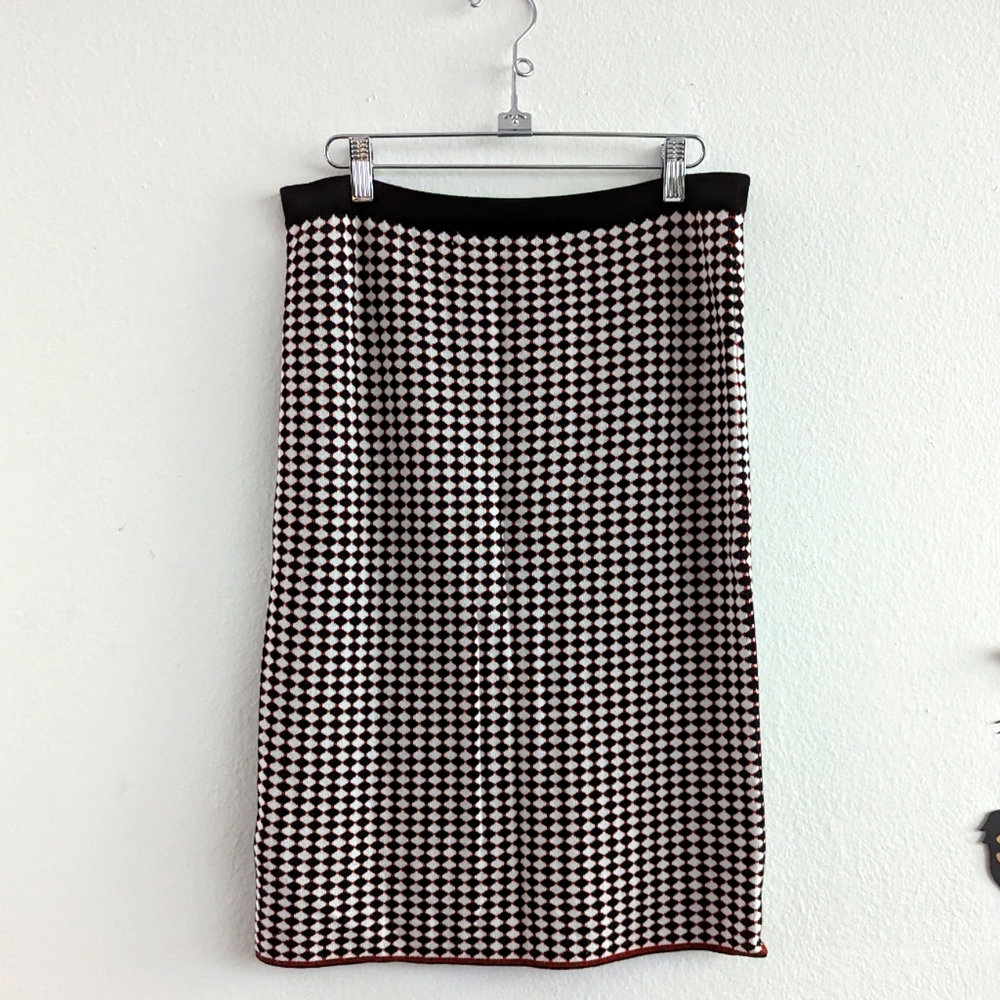 Black White Orange/Red Retro Knit Pencil Skirt